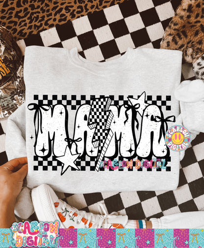 Mama Black and White Rocker Bow PNG Digital Design
