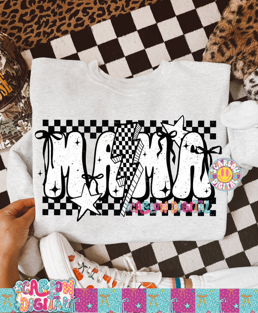 Mama Black and White Rocker Bow PNG Digital Design