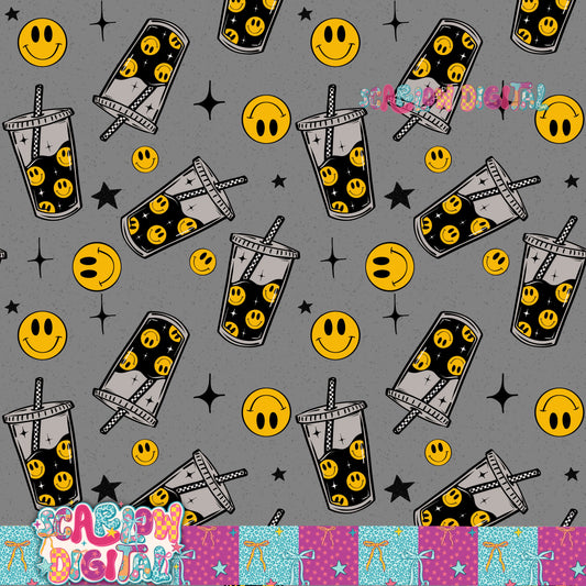 Happy Coffee Seamless Pattern Digital Design