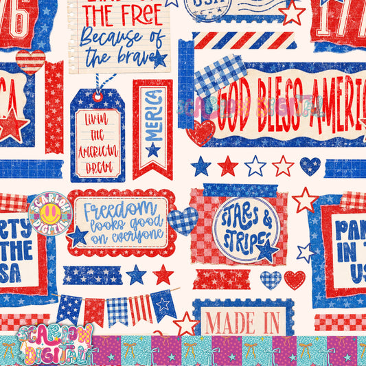 July 4th Seamless Pattern Digital Design