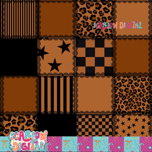 Brown and Black Lace Patches Seamless Pattern Digital Design