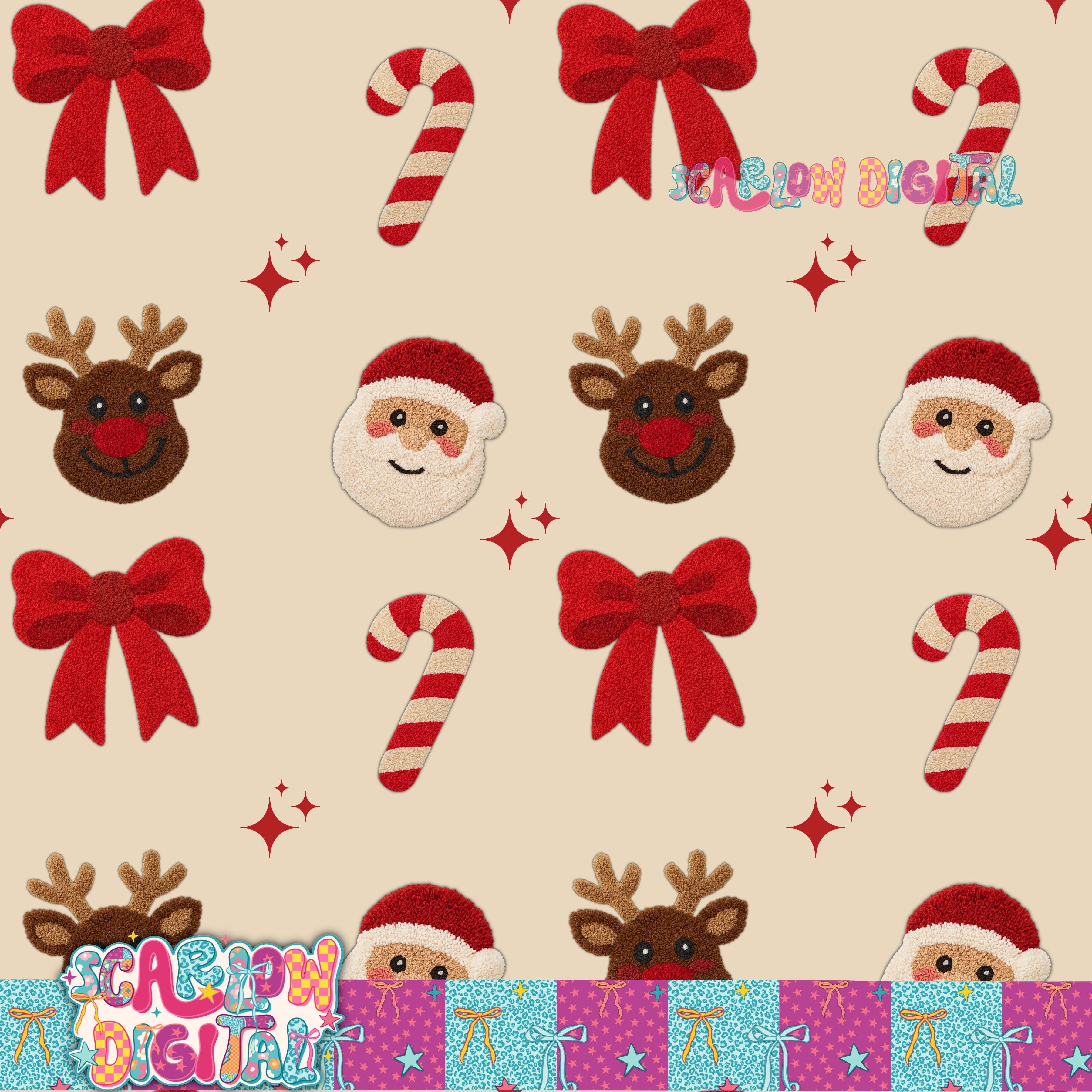Christmas Characters Seamless Pattern Digital Design – Scarlow Digital