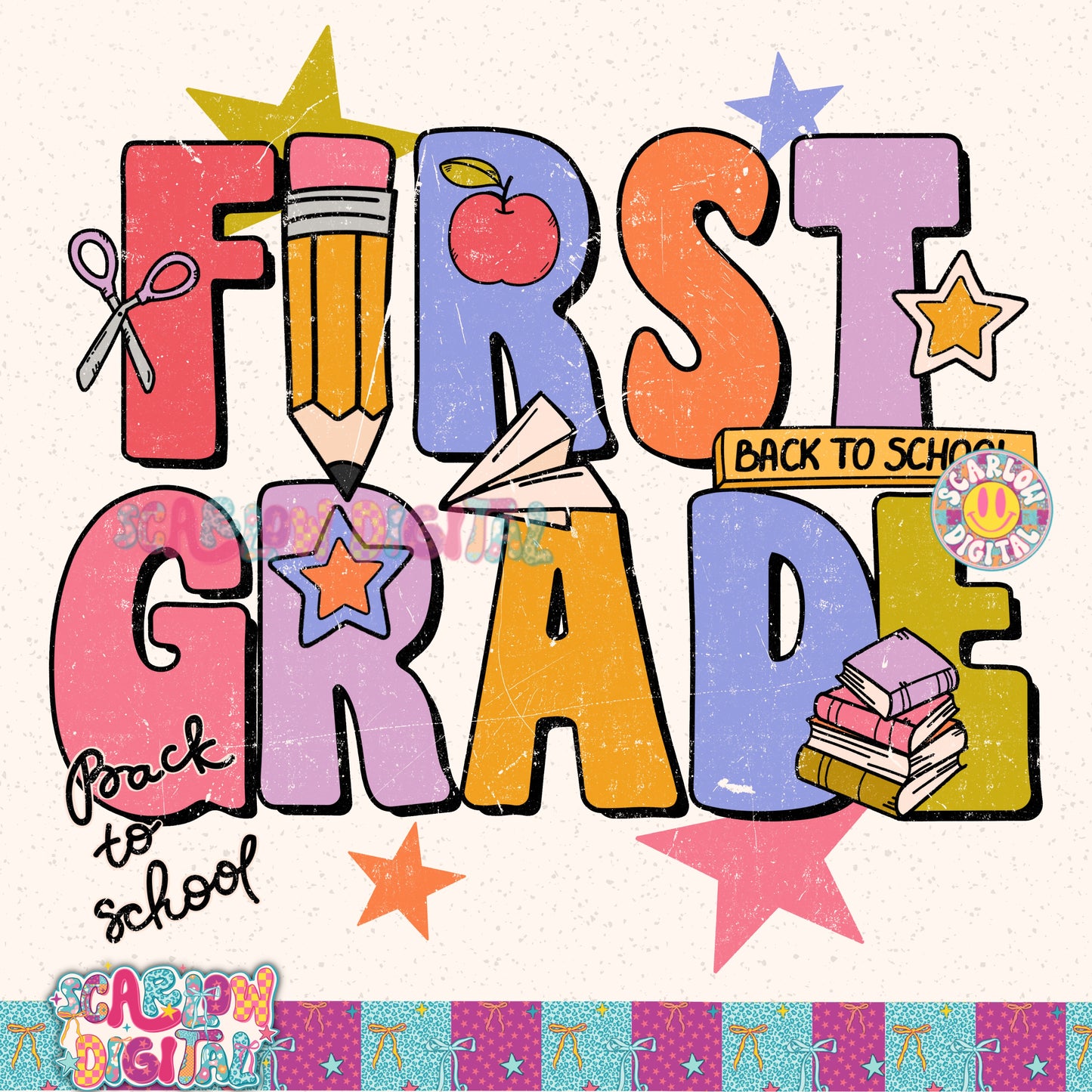 First Grade Back to School PNG Digital Design