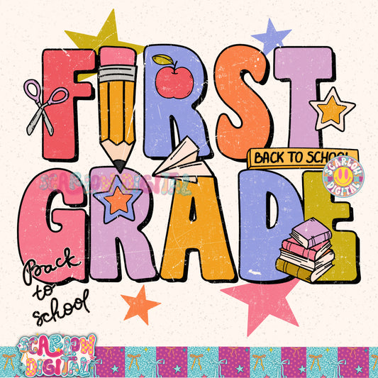 First Grade Back to School PNG Digital Design