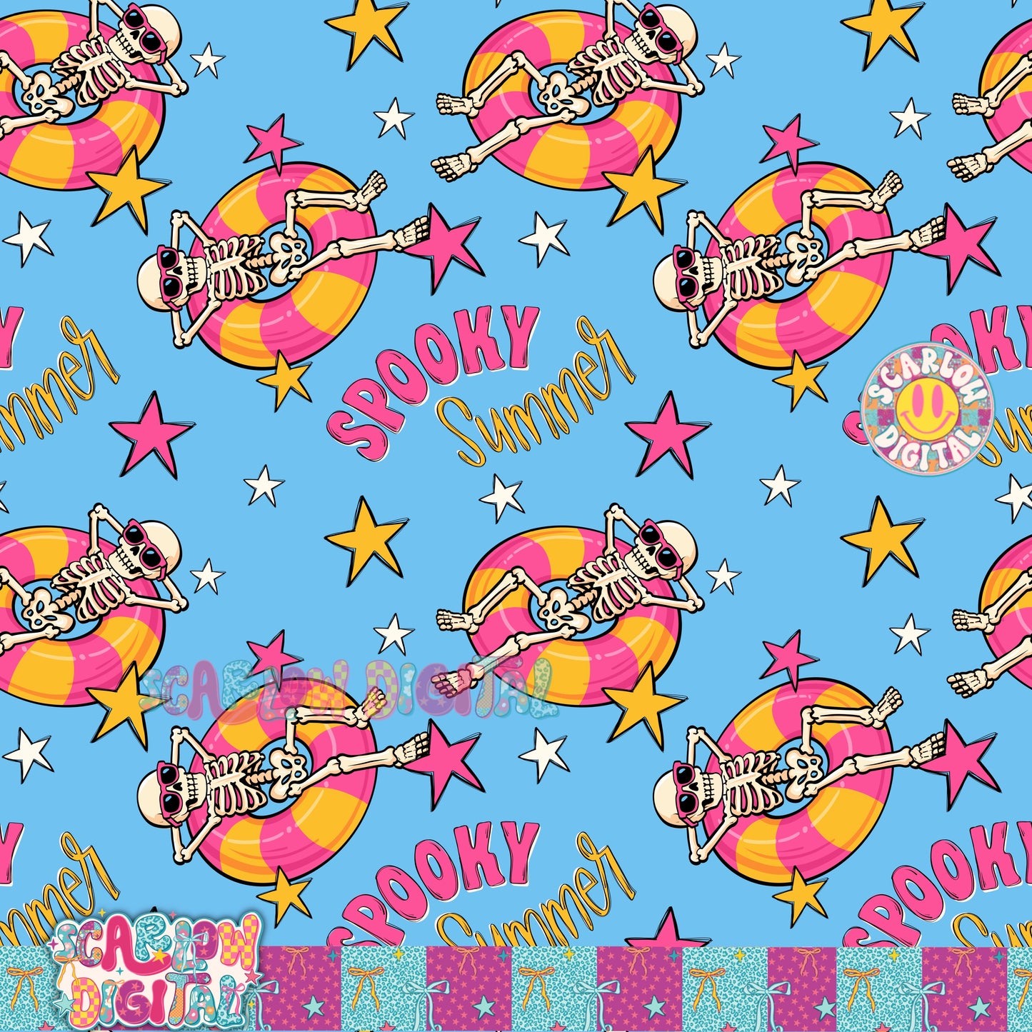 Spooky Summer Seamless Pattern Digital Design