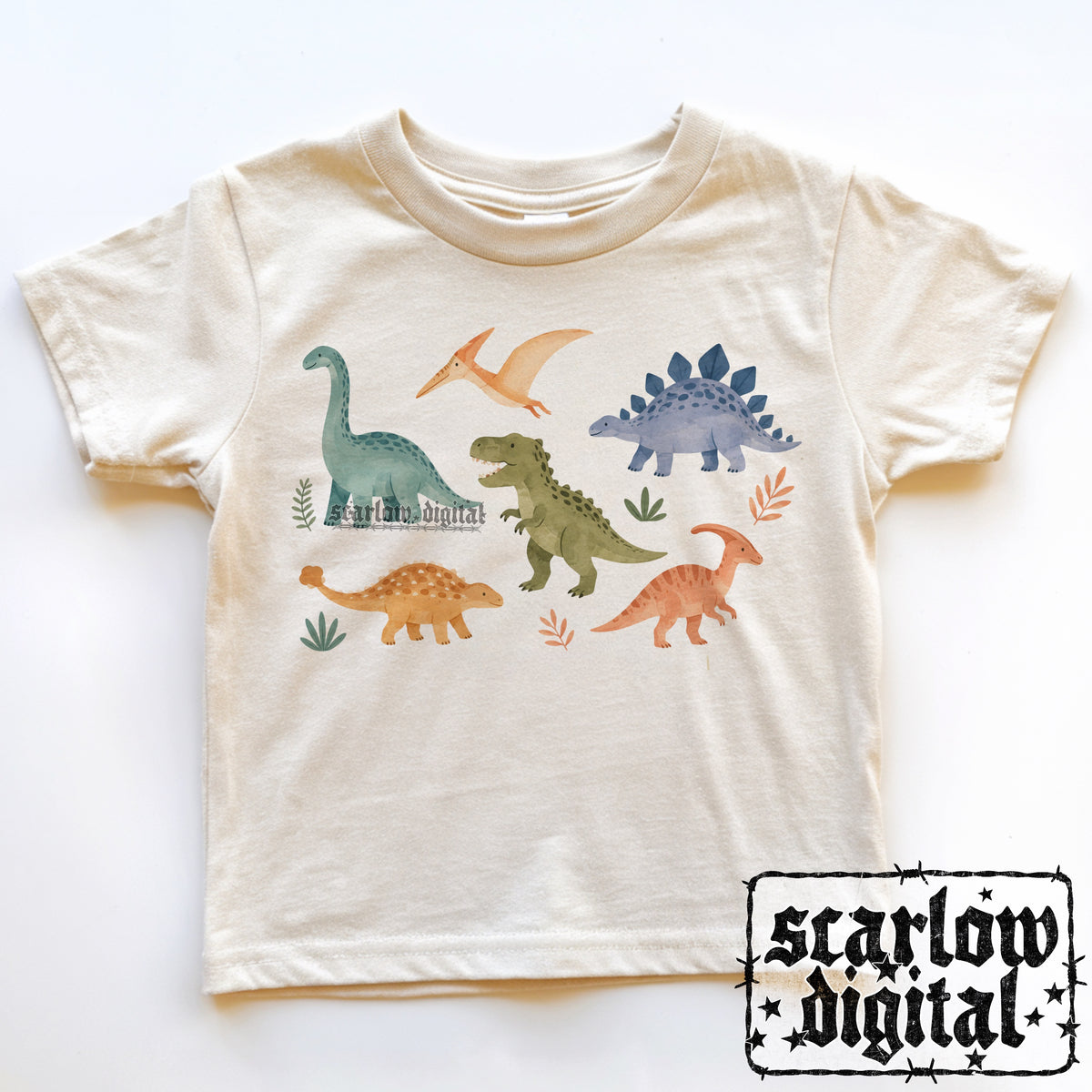 Watercolor Dinos PNG Digital Design