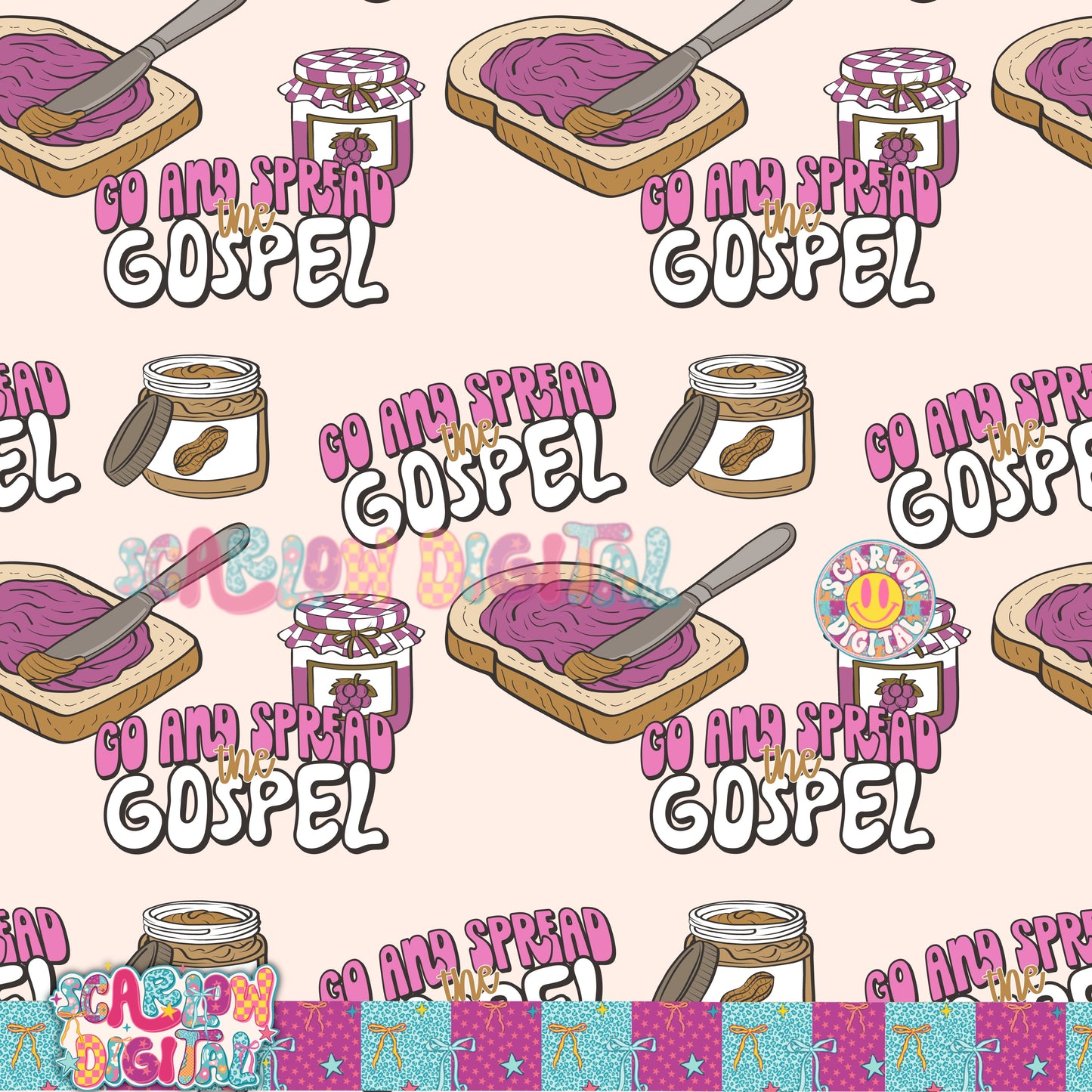 Spread the Gospel Seamless Pattern Digital Design