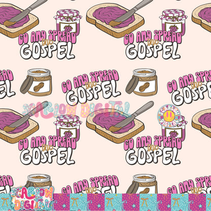 Spread the Gospel Seamless Pattern Digital Design
