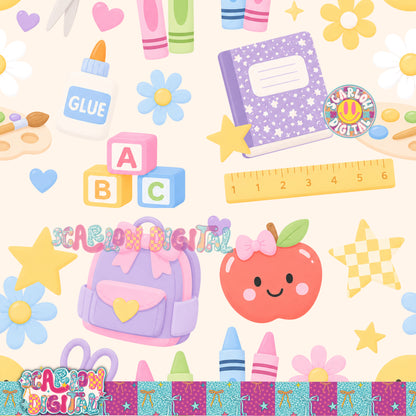 Back to School Seamless Pattern Digital Design
