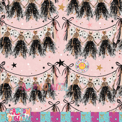 Skeleton Garland Seamless Pattern Digital Design