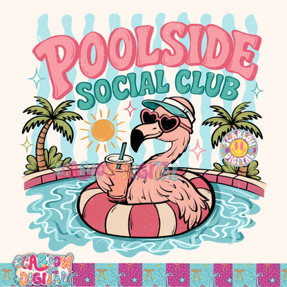 Poolside Social Club PNG Digital Design (Includes both WITH stripes and WITHOUT stripes)