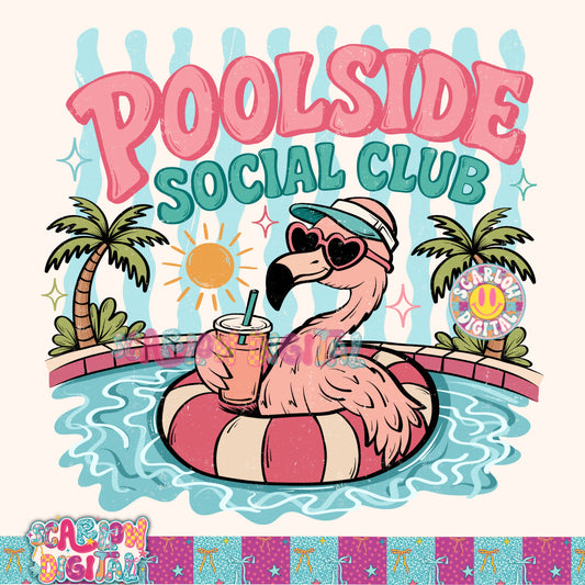 Poolside Social Club PNG Digital Design (Includes both WITH stripes and WITHOUT stripes)
