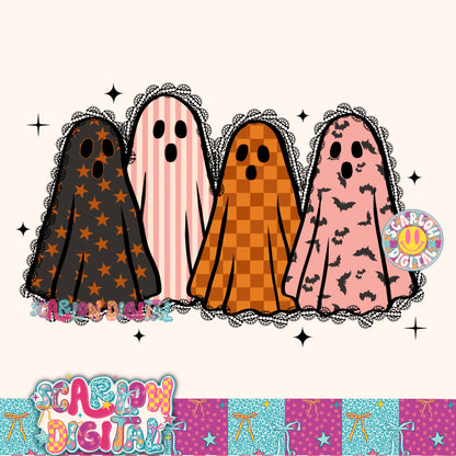 Spooky Ghosts PNG Digital Design