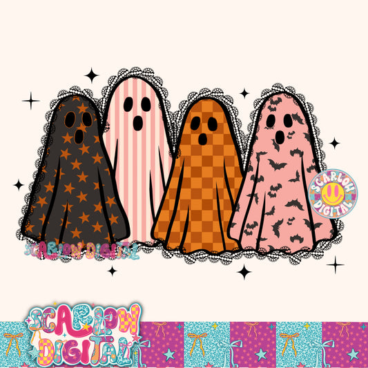 Spooky Ghosts PNG Digital Design