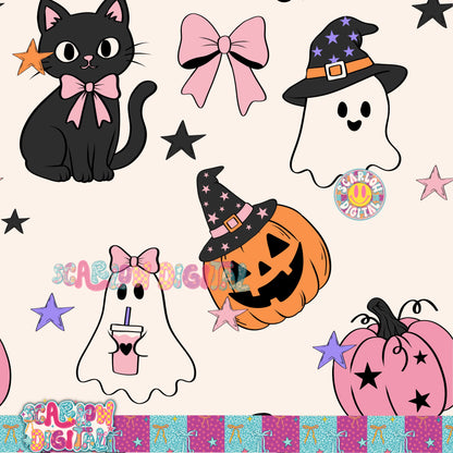 Cute Spooky Halloween Seamless Pattern Digital Design