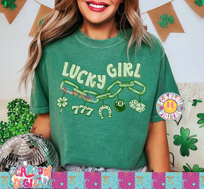 Lucky Girl PNG Digital Design