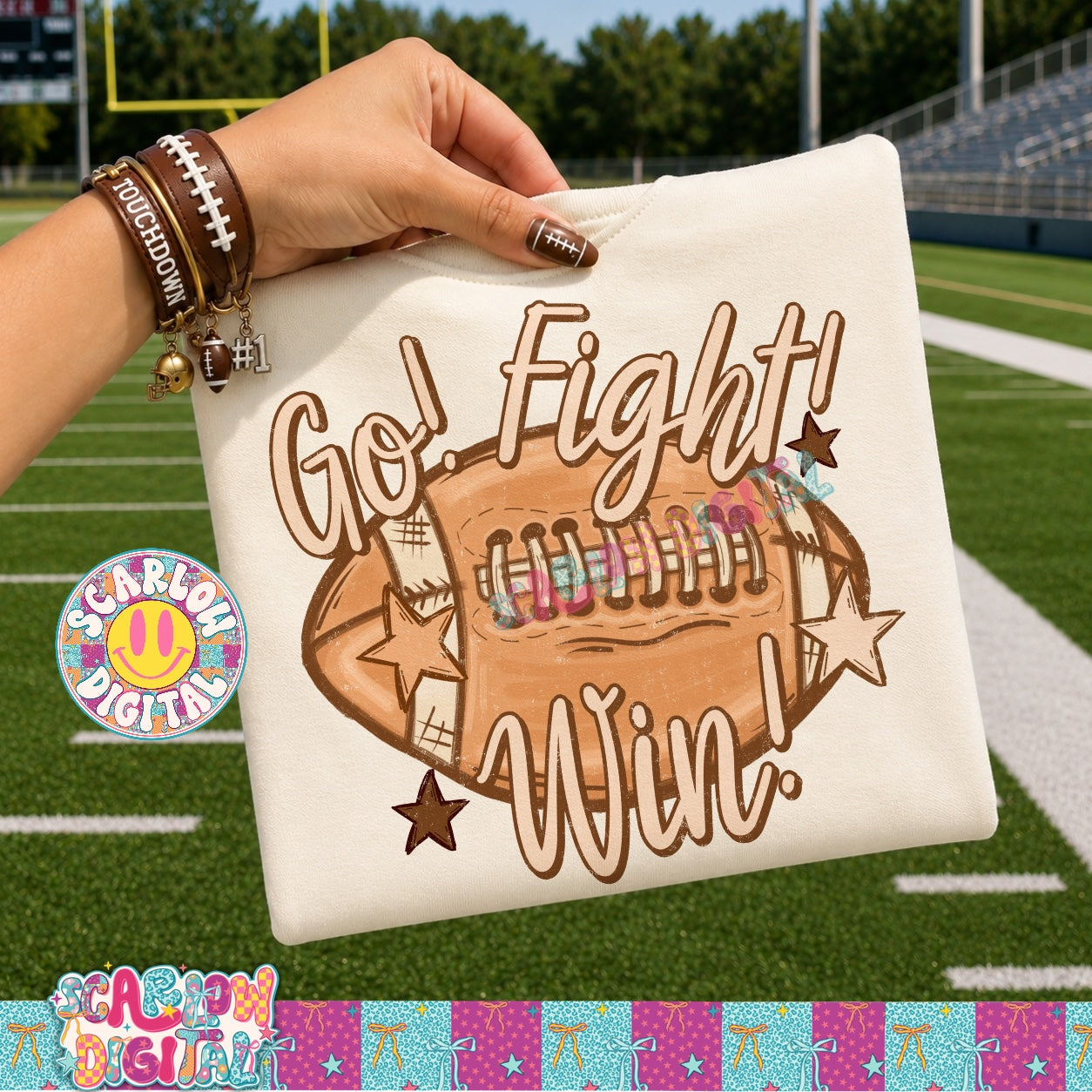 Go Fight Win Football PNG Digital Design