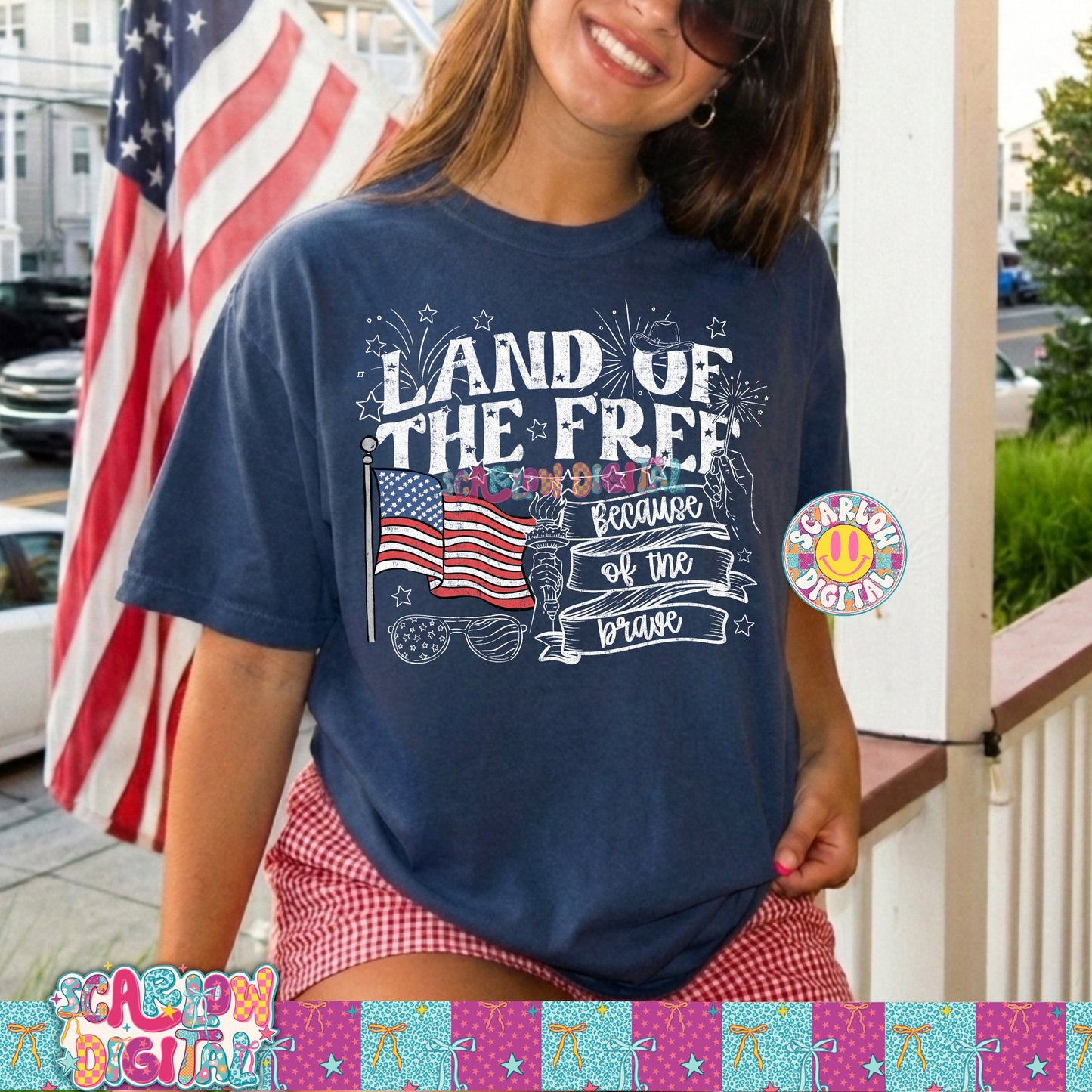 Land of the Free Because of the Brave PNG Digital Design
