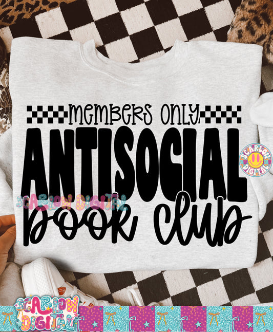 Members Only Antisocial Book Club PNG Digital Design