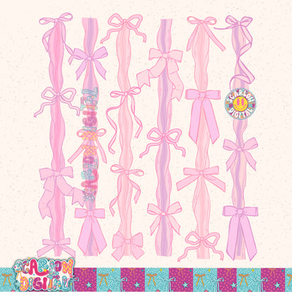 Pink and Purple Bows PNG Digital Design