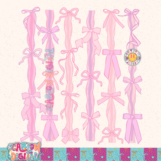 Pink and Purple Bows PNG Digital Design