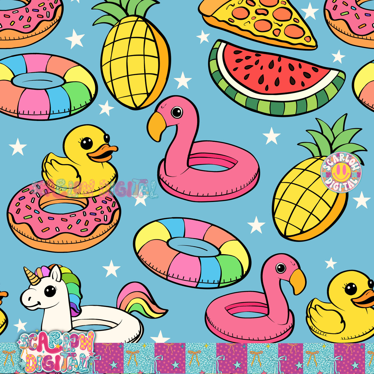 Patterned Floaties Pool Floats Seamless Pattern Digital Design – Scarlow Digital