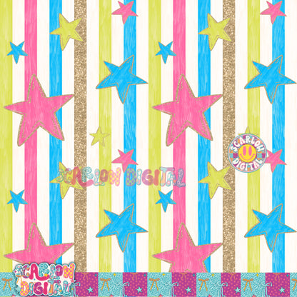 Stars Stripes Glitter Seamless Pattern Digital Design