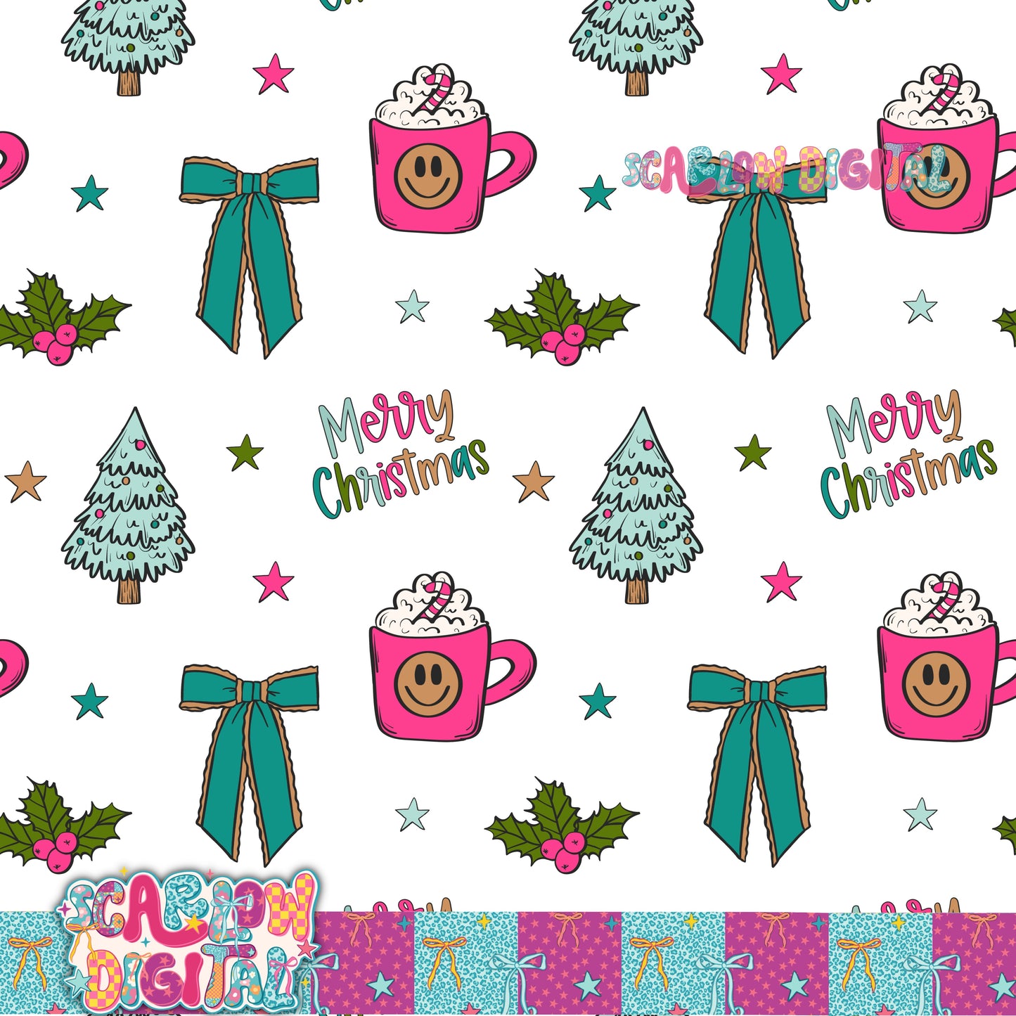 Merry Christmas Seamless Pattern Digital Design