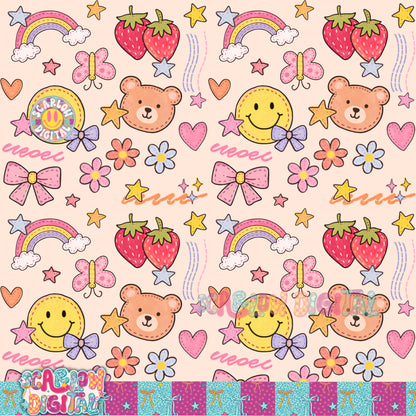 Colorful Doodles Seamless Pattern Digital Design