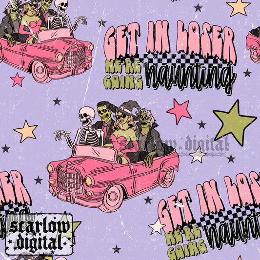 Get in Loser We're Going Haunting Seamless Pattern Digital Design