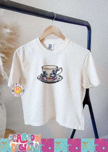 Vintage Tea Cup Pocket PNG Digital Design