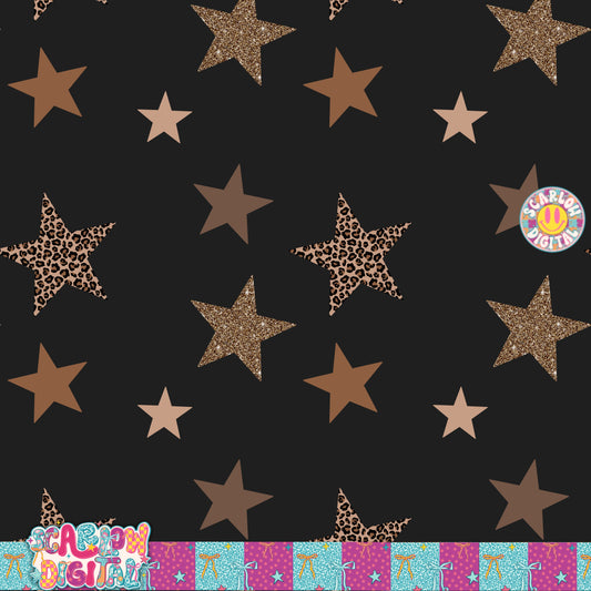 Leopard Print Stars Seamless Pattern Digital Design