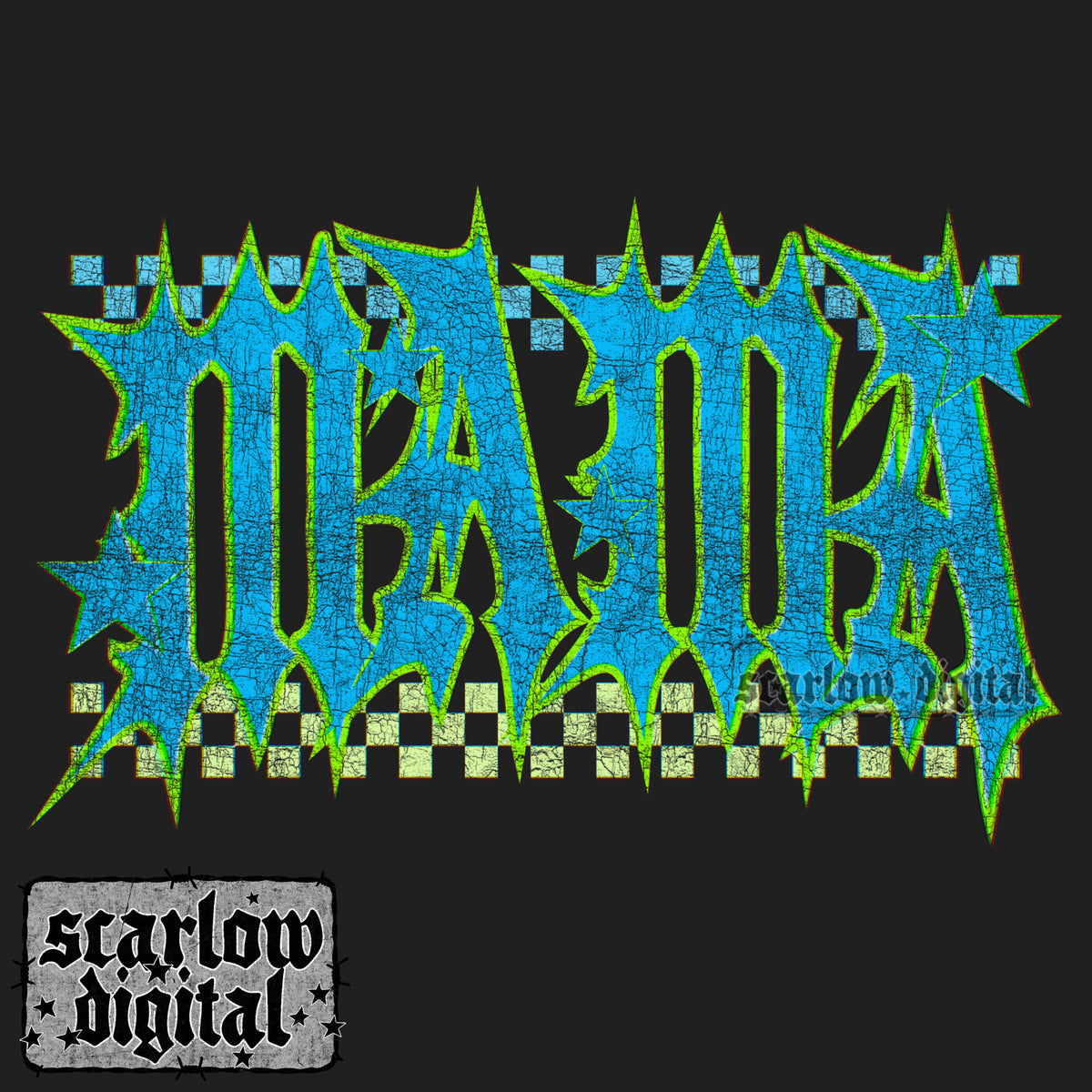 Blue Green Grunge Rocker Mama PNG Digital Design
