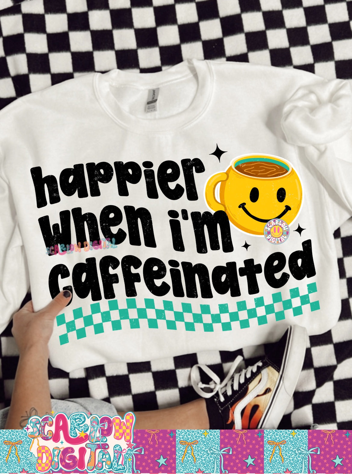 Happier When I'm Caffeinated PNG Digital Design