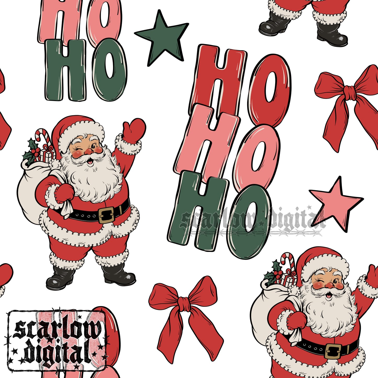 Ho Ho Ho Seamless Pattern Digital Design