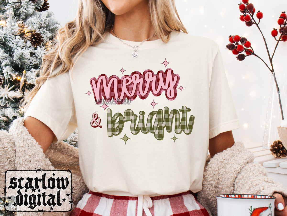 Merry and Bright PNG Digital Design