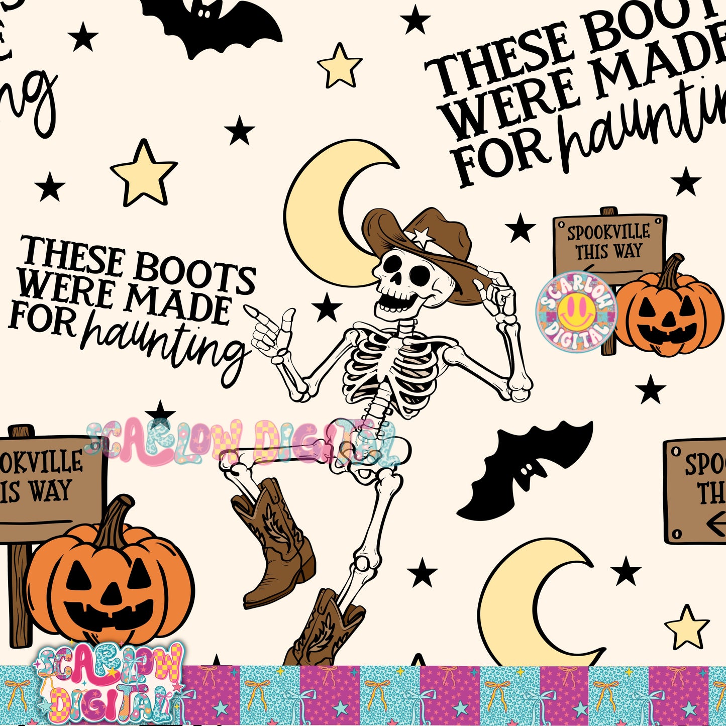 These Boots Were Made For Haunting Seamless Pattern Digital Design