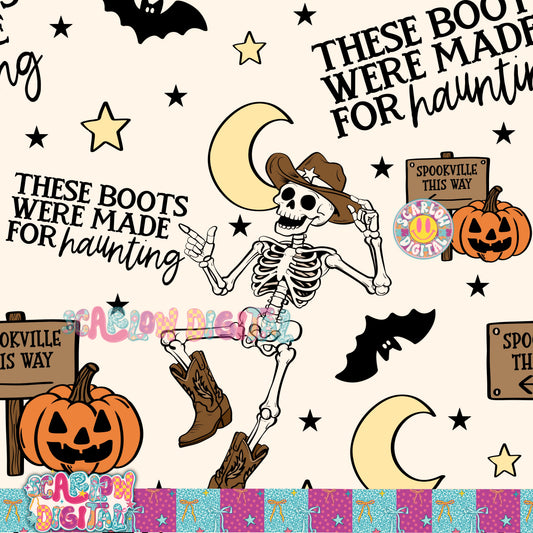 These Boots Were Made For Haunting Seamless Pattern Digital Design