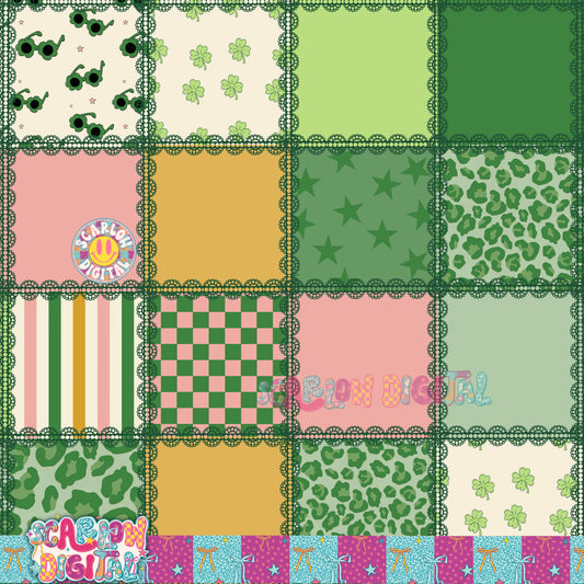Saint Patrick's Day Patchwork Seamless Pattern Digital Design