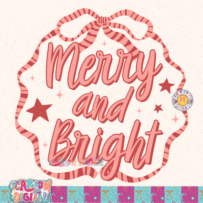 Merry and Bright PNG Digital Design