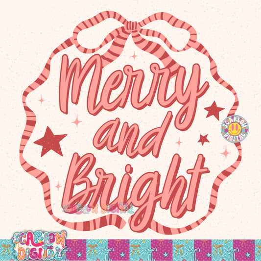Merry and Bright PNG Digital Design