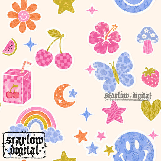 Random Girly Things Seamless Pattern Digital Design