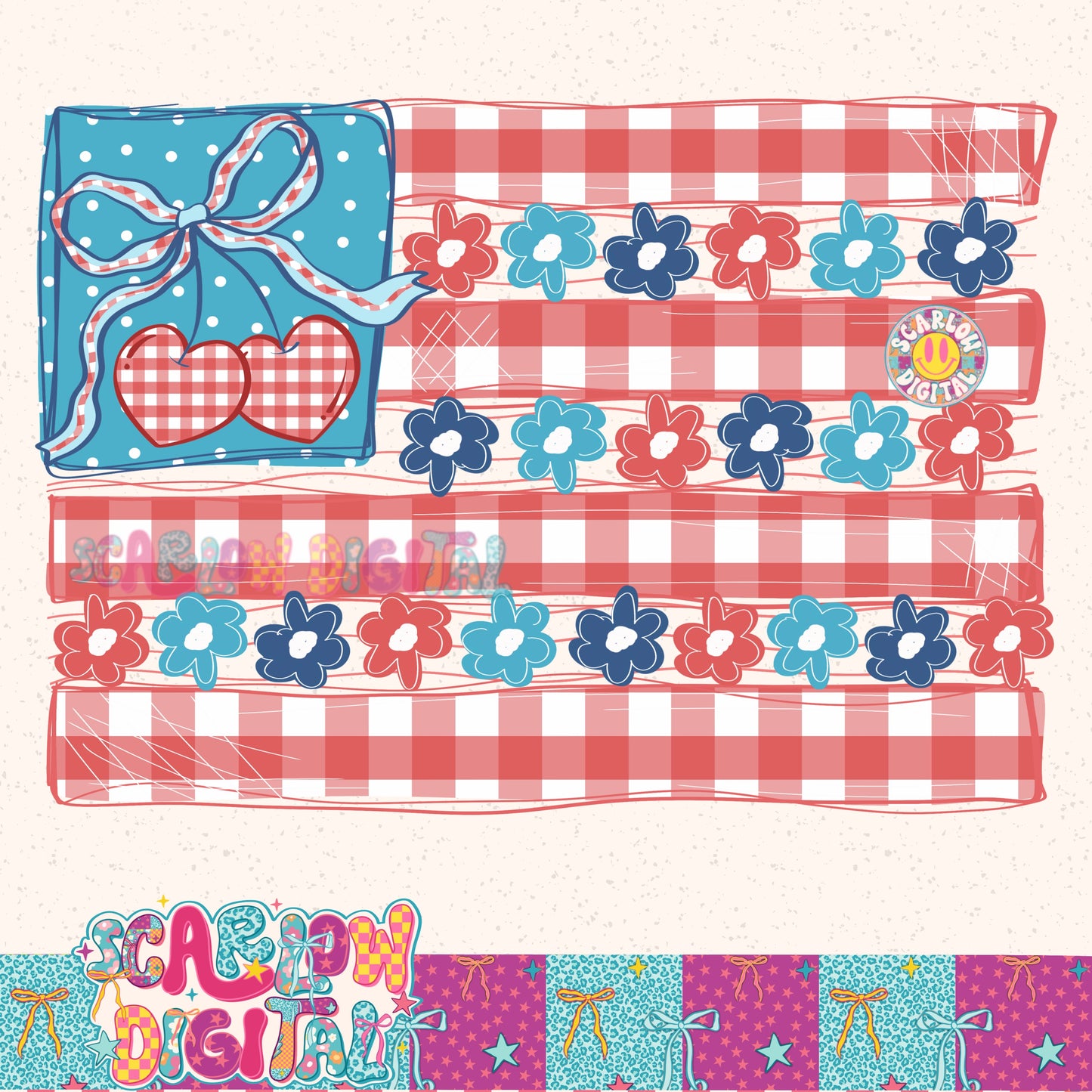 Coquette American Flag PNG Digital Design