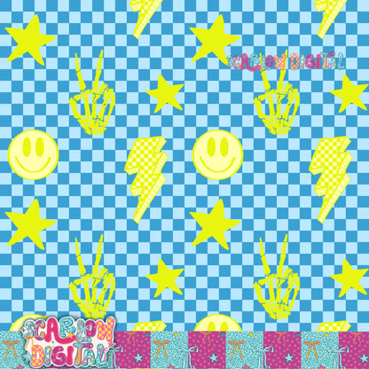 Lime Blue Seamless Pattern Digital Design