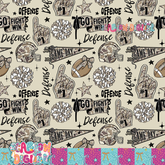 Camo Football Doodles Seamless Pattern Digital Design
