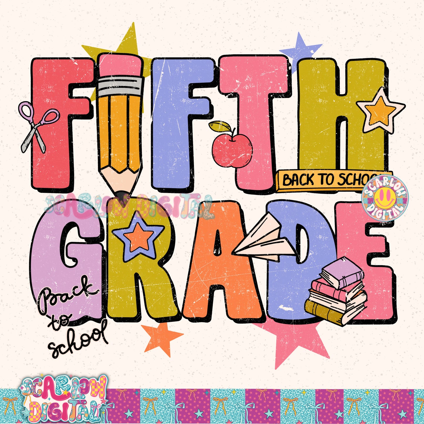 Fifth Grade Back to School PNG Digital Design