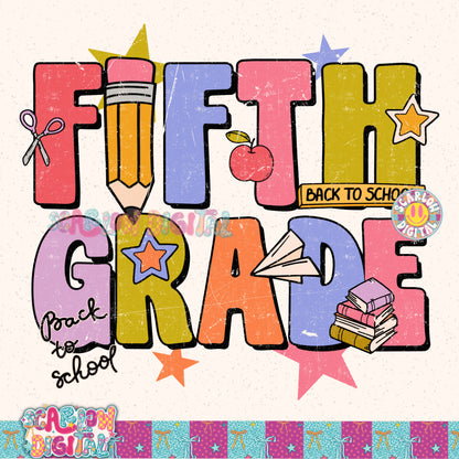 Fifth Grade Back to School PNG Digital Design