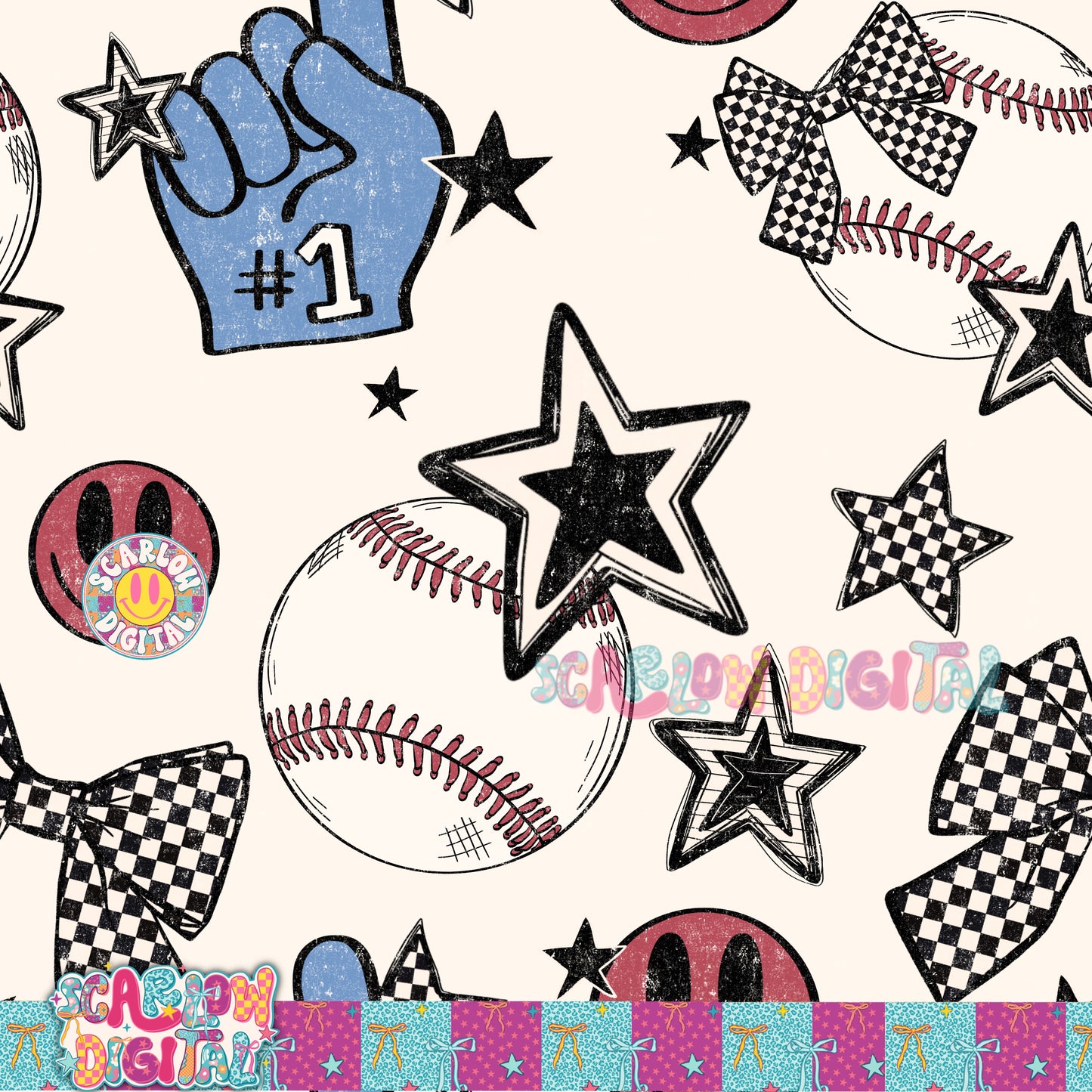 Baseball Seamless Pattern Digital Design