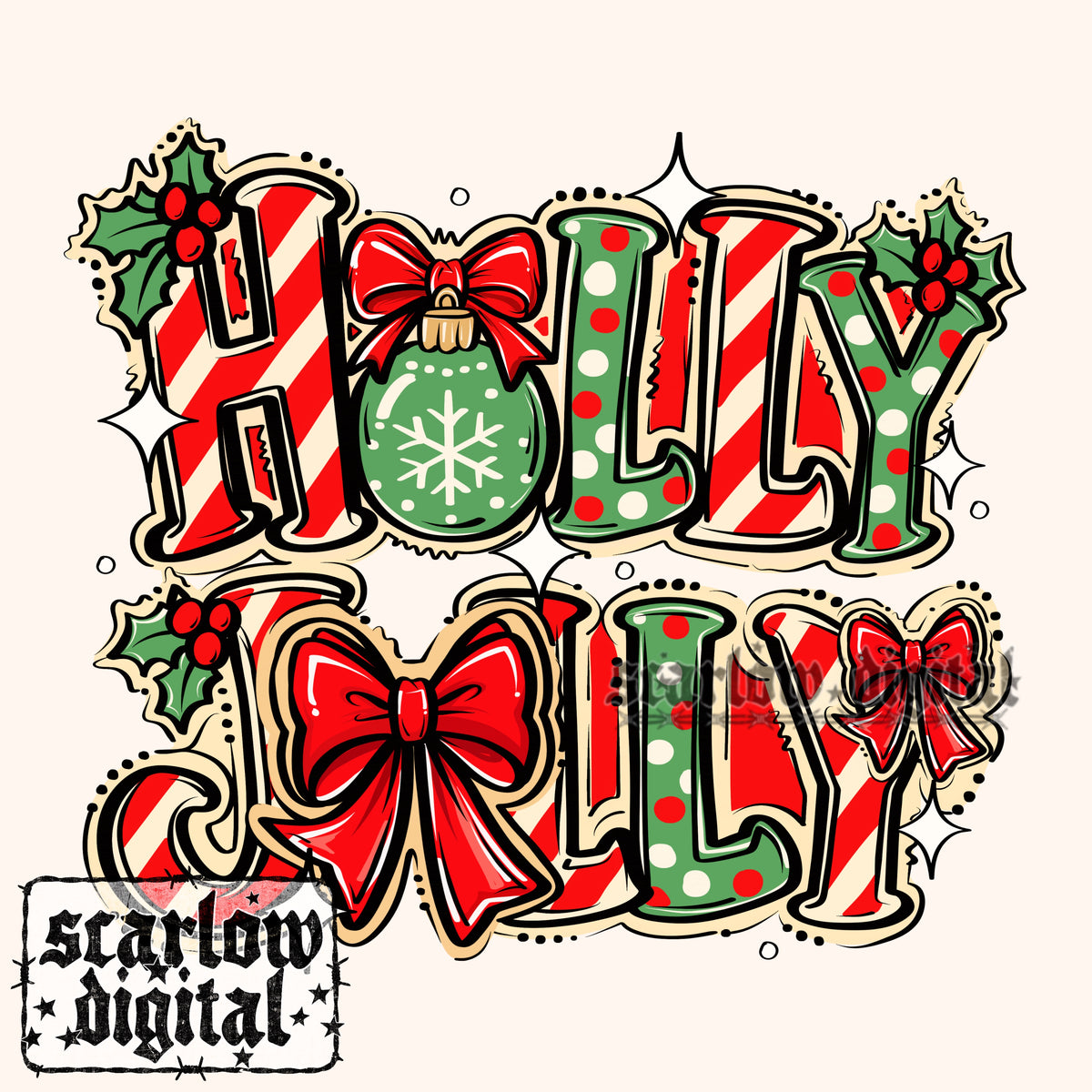 Holly Jolly PNG Digital Design