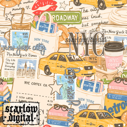 New York City Seamless Pattern Digital Design